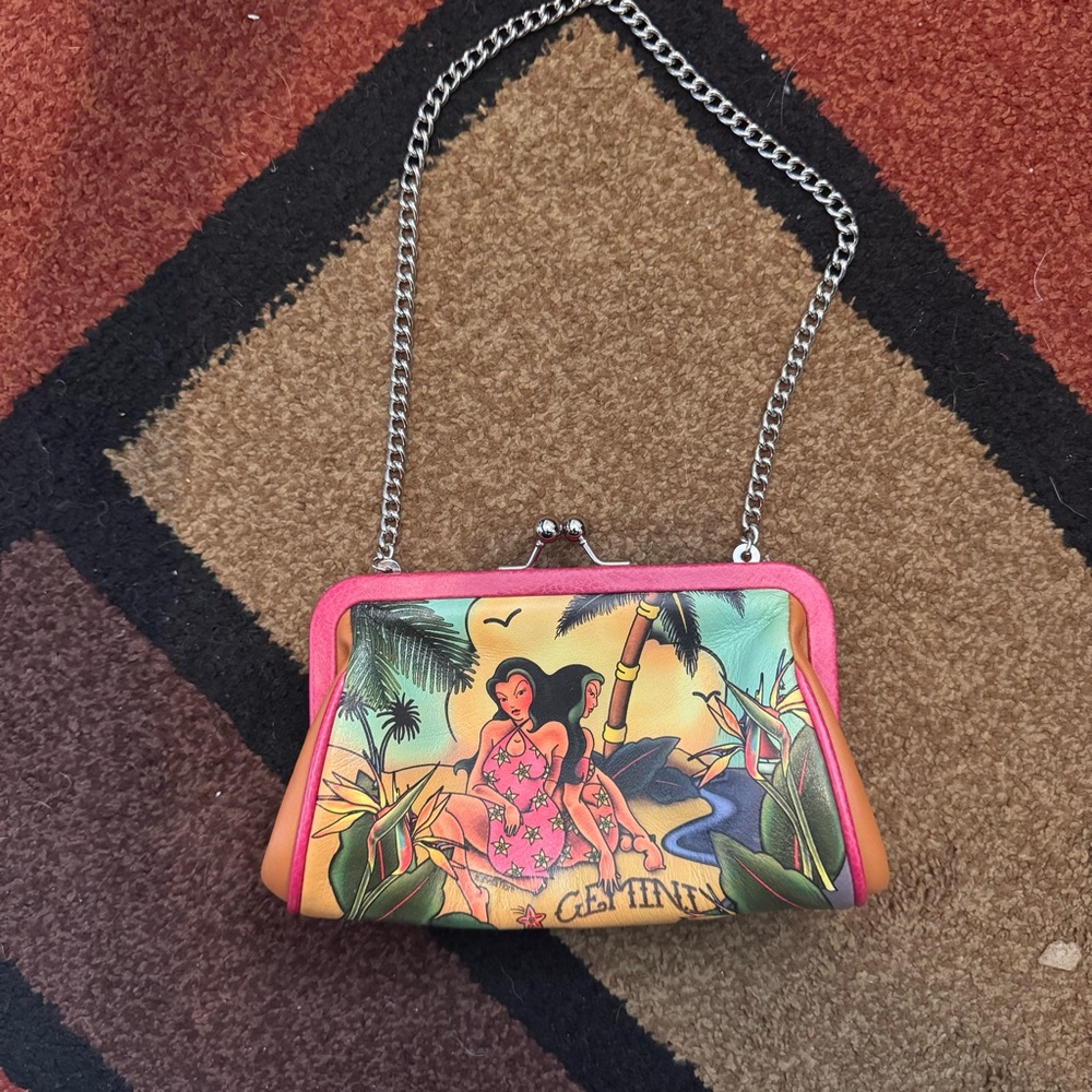 Isabella Fiore Tropical Print Clutch with Chain Strap